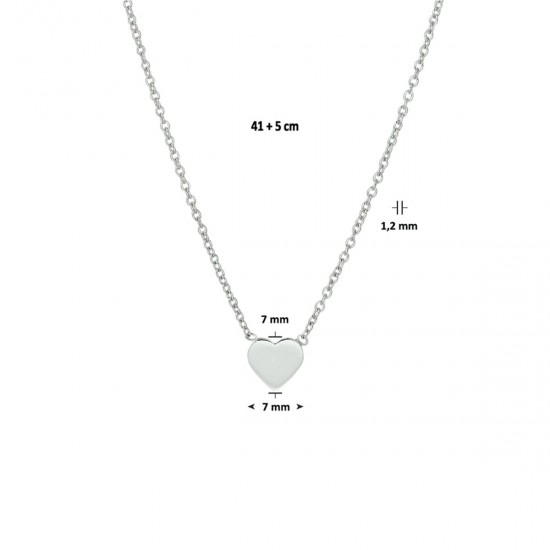 Zilver collier met hart 41 + 5 cm - 25461