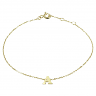 Geelgouden armband 14krt met de letter R. Lengte 16,5-17,5-18,5cm - 25505