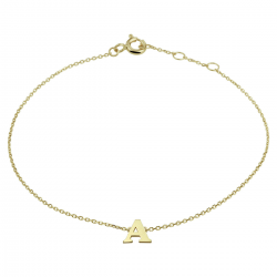 Geelgouden armband 14krt met de letter R. Lengte 16,5-17,5-18,5cm - 25505