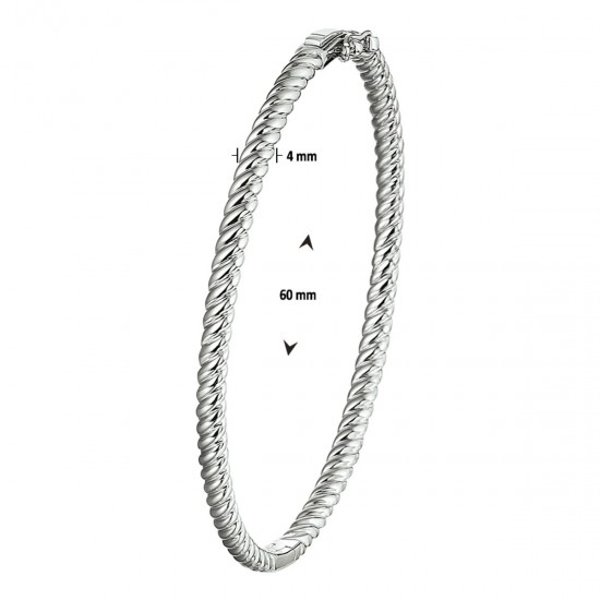 Zilveren bangle gedraaid - 25634