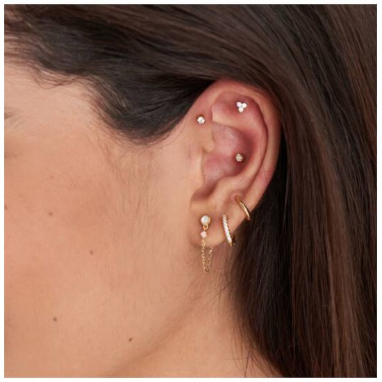 Gold sparkle Barbell Single ear S - 25176