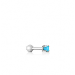 Silv.Turq.Cab.Barbell single Earring 3,5mm - 25180