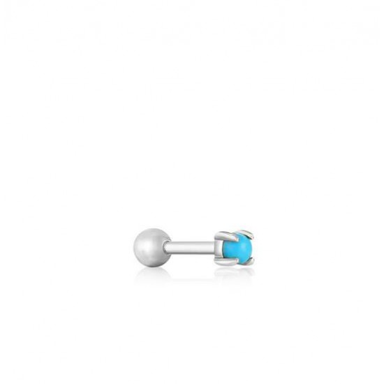 Silv.Turq.Cab.Barbell single Earring 3,5mm - 25180