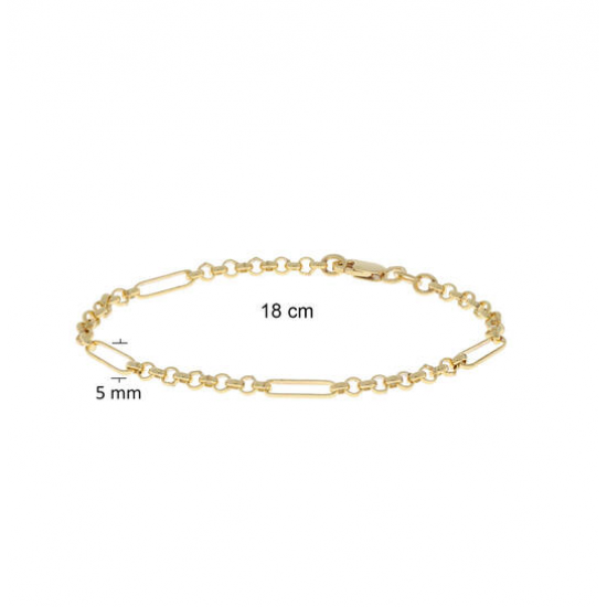 Zilveren Schakelarmband fantasieschakel, rond, 5mm, 18cm - 25286