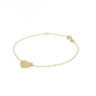 Armband met hartje. Gold plated, 19cm - 25289