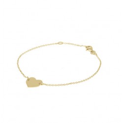 Armband met hartje. Gold plated, 19cm - 25289