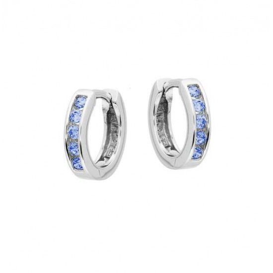 Kinderoorring Blauw CZ 2.7x12mm zilver - 25350