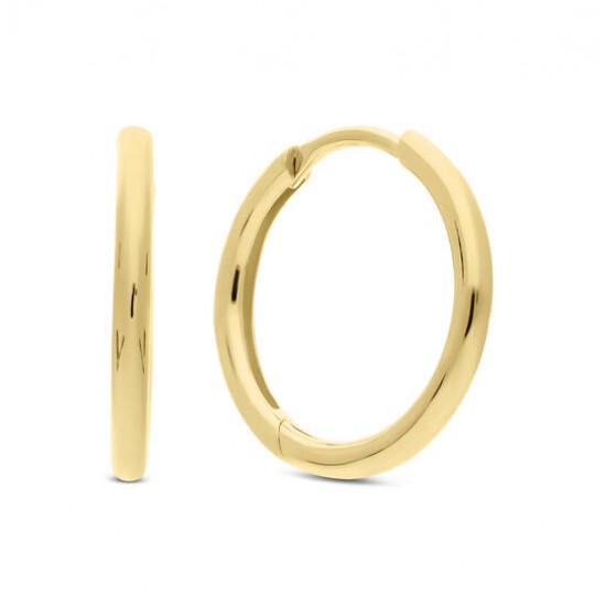 Klapoorringen Gold plated 1 micr 12mm zilver,925 - 25366