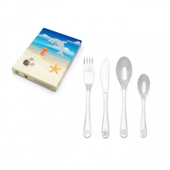 Kindercouvert 4 delig zeedieren RVS - 25191
