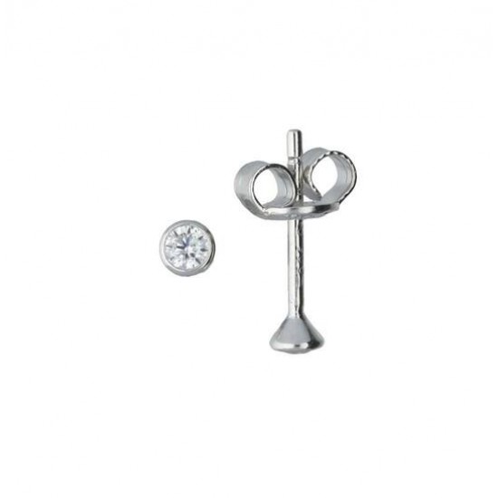 Oorstekers CZ 3mm Kast zilver - 25407