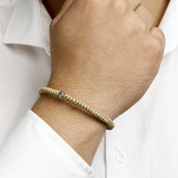 Zilveren  armband nylon/leer armband - 25412