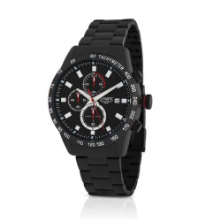 Olymic Max Hrn Zwart Bracelet zwart, Met chronograaf. - 25487