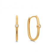 oorring ovaal CZ 18*12 mm geelgoud 14 krt - 25503