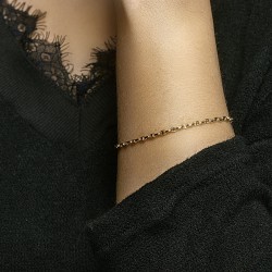 Geelgouden armband, koffieboon 2,9 mm. - 25552