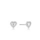 Silver rope Heart Stud Earrings S - 25567
