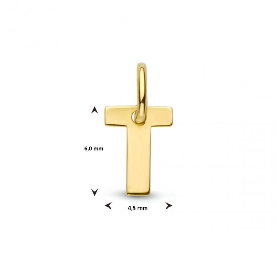 Geelgouden letterhanger T - 25606