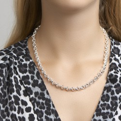 Zilveren jasseron collier - 25617