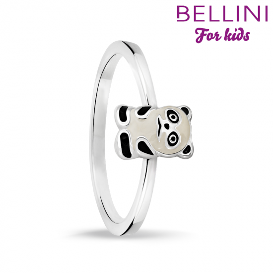 Bellini zilveren ring met panda zw/wit maat 42 - 25670