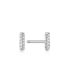 Silver Rope Bar Stud Earrings S - 25689