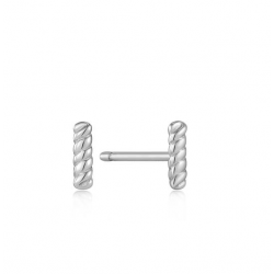 Silver Rope Bar Stud Earrings S - 25689