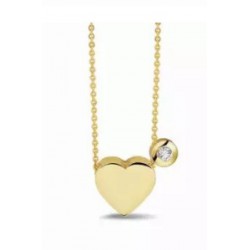 Gold 14 krt mini heart/chain 42/45cm met Birthstone gemstone Topaas - 25692