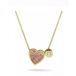 Gold 14 krt mini heart/chain 42/45cm met Birthstone gemstone Topaas - 25692