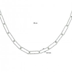 Zilveren paperclip collier 45cm - 25695
