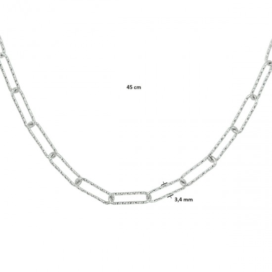 Zilveren paperclip collier 45cm - 25695