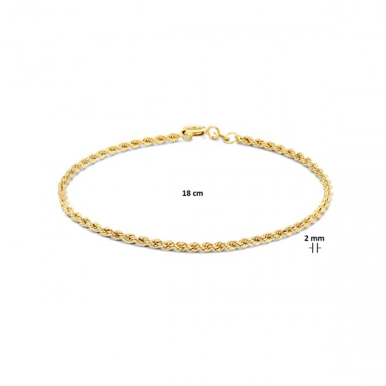 Geelgouden 14 krt koord armband - 25927