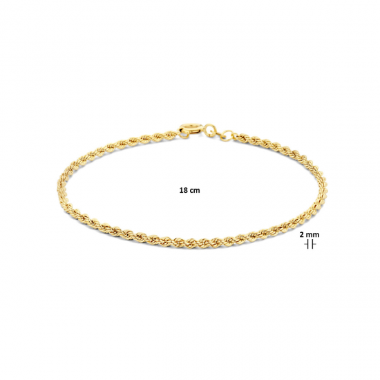 Geelgouden 14 krt koord armband - 25927