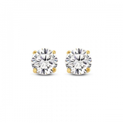 14KY earstuds round 4mm white cz - 25937