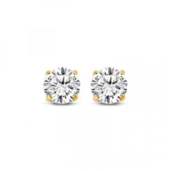 14KY earstuds round 4mm white cz - 25937