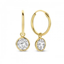 14KY ear hoops with white cz - 25946
