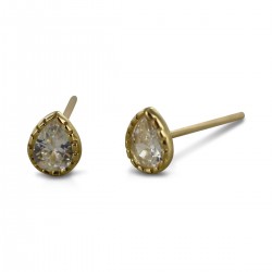 14KY earrings pearl cz - 25950