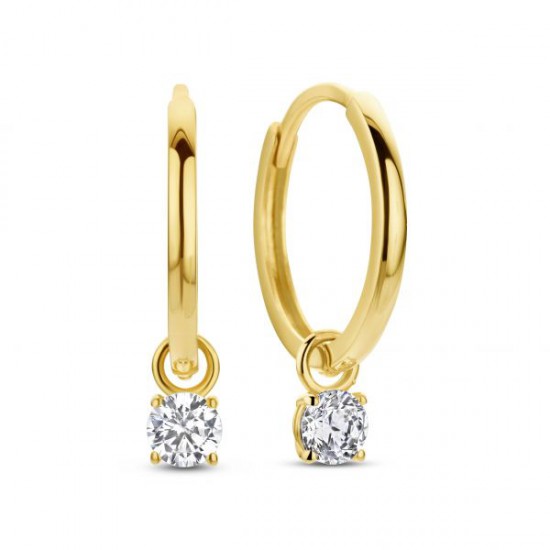 14KY Earrings with cz pendants - 25952