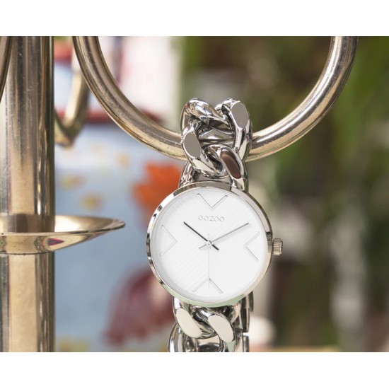 Timepieces witte wijzerplaar/ zilverkleurig OOZOO horloge - 25967