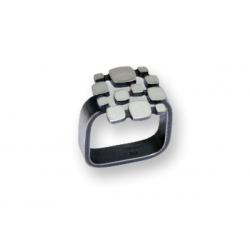 zilveren ring geoxideerd met blokjes - 25991