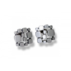 Zilveren oorstekers geoxideerd blokjes - 25993