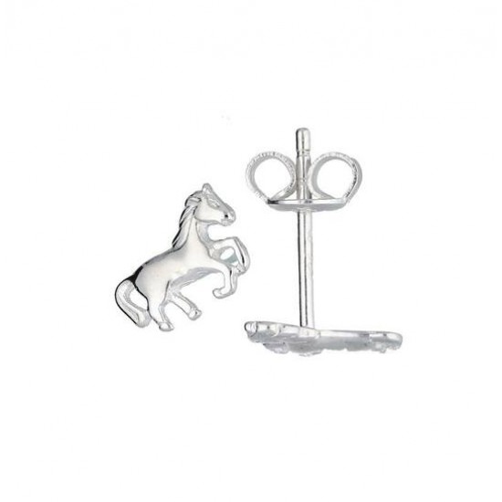 Kinderoorknopje paard zilver gerhodineerd. - 26002