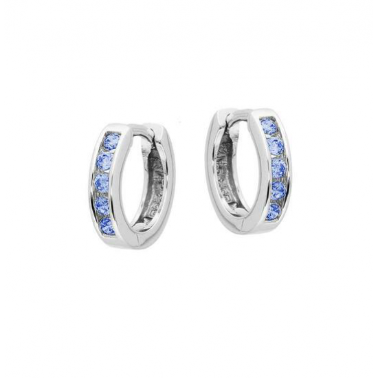 Kinder oorringen blauw CZ 2.7x12mm 925Rd - 26008