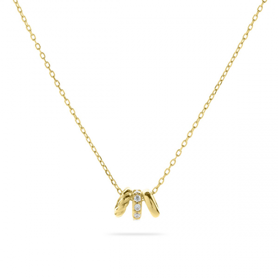 Geelgouden Collier 14krt met zirconia. Lengte 42~3cm - 26028