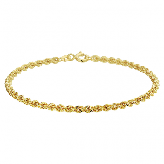 Geelgouden armband met koord schakel. De schakelbreedte is 2.7mm. - 26055