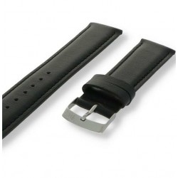 Morelatto lederen horlogeband gestikt zwart 20mm - 26084