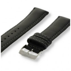 Morelatto lederen horlogeband 20mm glad gestikt zwart - 26086