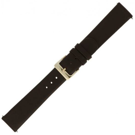 PEX horlogeband donkerbruin soft kalfsleer, ongestikt aanzetmaat 16mm - 26126