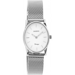 OOZOO Vintage series - zilverkleurige horloge met zilverkleurige metalen mesh armband - C20256 - 26145