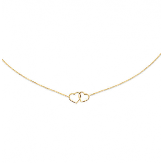 Gouden collier Jackie Double Heart 40-42,5-45cm - 26159