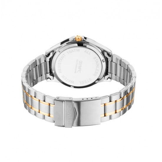Olympic Heren horloge, bicolor met stalen band. - 26171