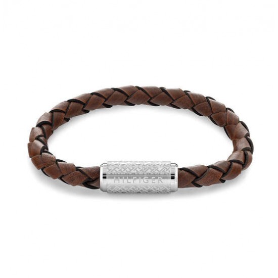 Tommy Hilfiger TJ2790480 leren heren armband. 19cm, bruin. - 26181