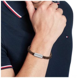 Tommy Hilfiger TJ2790480 leren heren armband. 19cm, bruin. - 26181